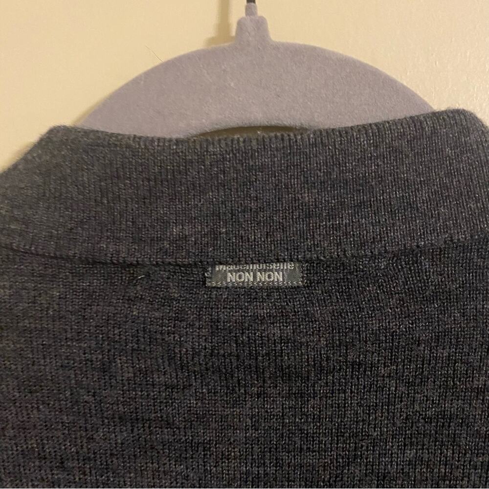 Mademoiselle Non Non Gray Wool Button Down Tie Sweater Medium - Picture 6 of 8